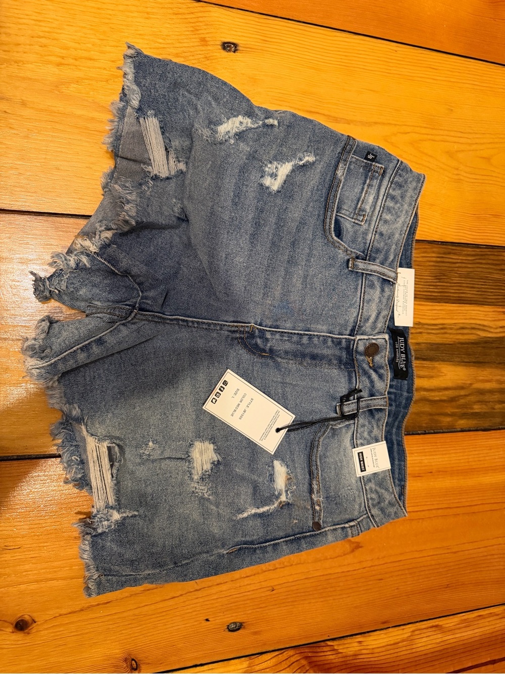 Judy Blue Distressed Light Blue Denim Shorts